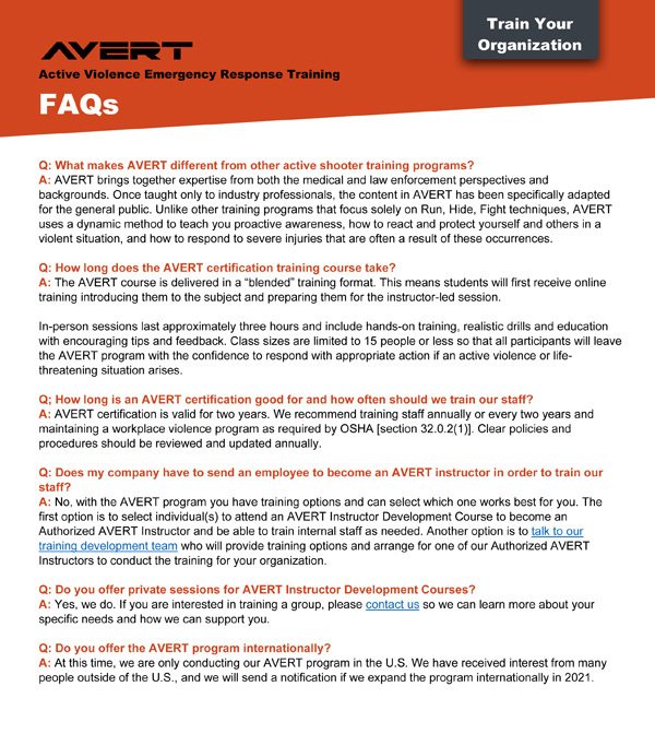 Active Violence Frequently Asked Questions (FAQ)